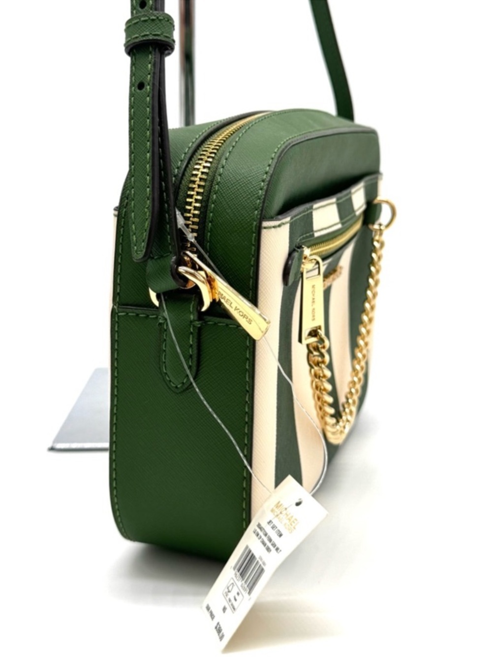 Michael Kors Large EW Zip Chain Xbody Crossbody Bag Fern Green Multi - Picture 5 of 11